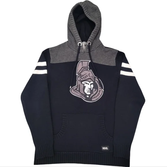 NHL by ILANCO Ottawa Senators Knit Hoodie Black Sens Pullover Sweater Me… - Picture 2 of 16